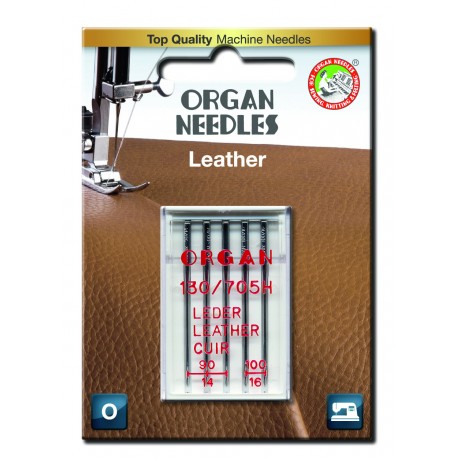 Machine Needles ORGAN LEATHER 130/705H - Assort - 5pcs/plastic box/card (90:3, 100:2pcs)