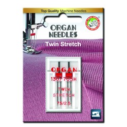 Strojové jehly ORGAN TWIN STRETCH 130/705 H - 75 (2,5) - 2ks/plastová krabička/karta