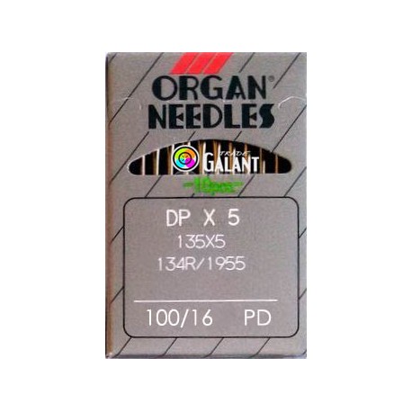 Industrial Machine Needles ORGAN DPx5 PD Titan-Nitrid - 100/16 - 10pcs/card