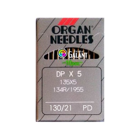 Industrial Machine Needles ORGAN DPx5 PD Titan-Nitrid - 130/21 - 10pcs/card