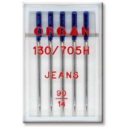 Strojové jehly ORGAN JEANS 130/705H - 90 - 5ks/plastová krabička