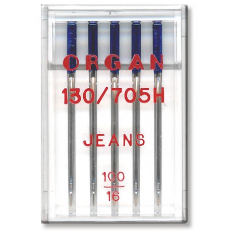 Strojové jehly ORGAN JEANS 130/705H - 100 - 5ks/plastová krabička