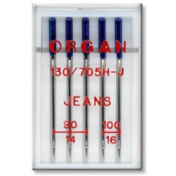 Strojové jehly ORGAN JEANS 130/705H - ASORT - 5ks/plastová krabička