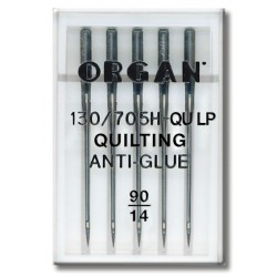 Machine Needles ORGAN QUILTING ANTI-GLUE 130/705H - QULP - 90 - 5pcs/plastic box